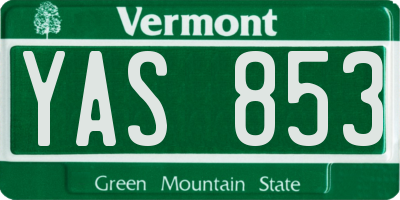 VT license plate YAS853