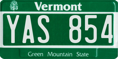 VT license plate YAS854