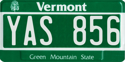 VT license plate YAS856