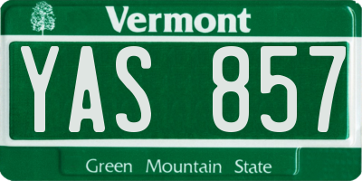 VT license plate YAS857