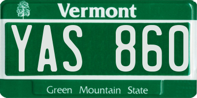 VT license plate YAS860
