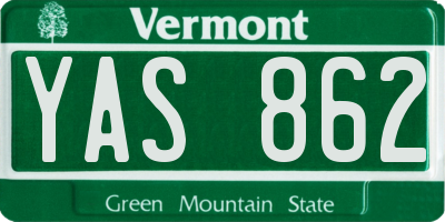 VT license plate YAS862