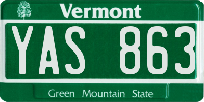 VT license plate YAS863