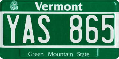 VT license plate YAS865