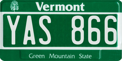VT license plate YAS866