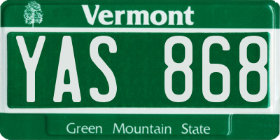 VT license plate YAS868