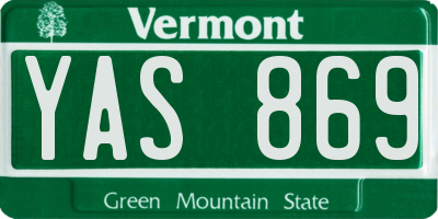 VT license plate YAS869