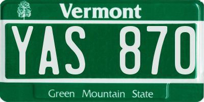 VT license plate YAS870
