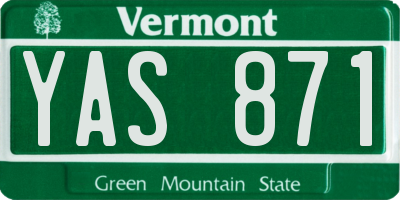 VT license plate YAS871