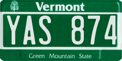 VT license plate YAS874