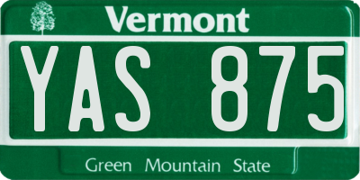 VT license plate YAS875