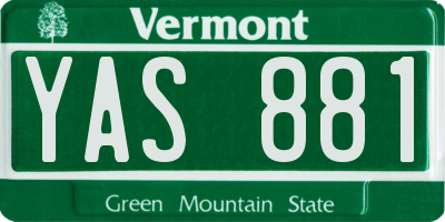 VT license plate YAS881