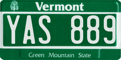 VT license plate YAS889