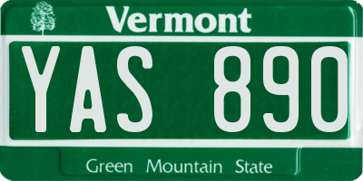 VT license plate YAS890