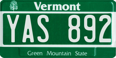 VT license plate YAS892