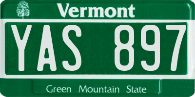 VT license plate YAS897