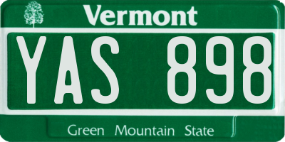 VT license plate YAS898