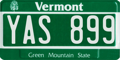 VT license plate YAS899