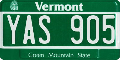 VT license plate YAS905