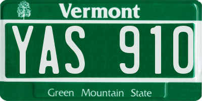 VT license plate YAS910