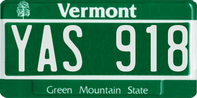 VT license plate YAS918