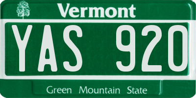 VT license plate YAS920
