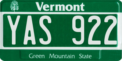 VT license plate YAS922