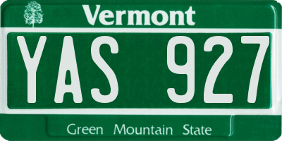 VT license plate YAS927