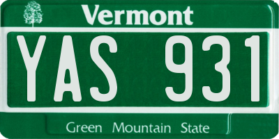 VT license plate YAS931