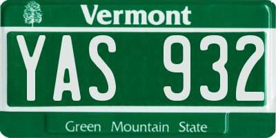 VT license plate YAS932