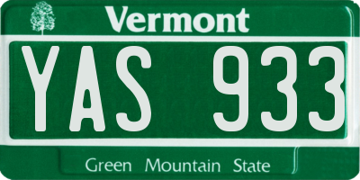 VT license plate YAS933