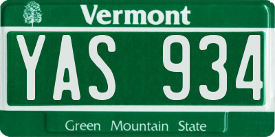 VT license plate YAS934