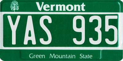 VT license plate YAS935