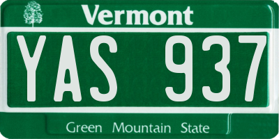 VT license plate YAS937