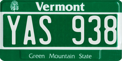 VT license plate YAS938