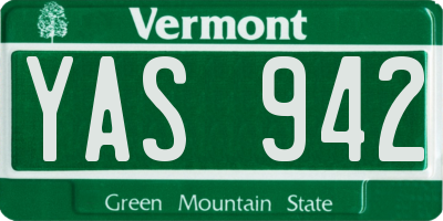 VT license plate YAS942
