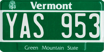 VT license plate YAS953