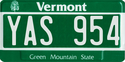 VT license plate YAS954