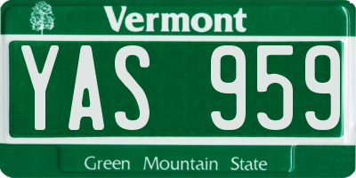 VT license plate YAS959