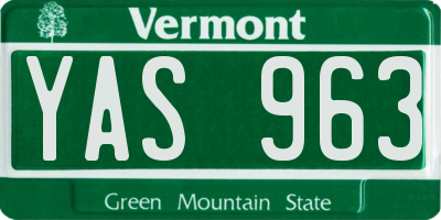 VT license plate YAS963