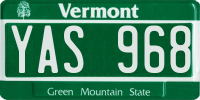 VT license plate YAS968