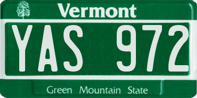 VT license plate YAS972