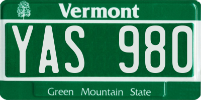 VT license plate YAS980