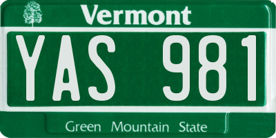 VT license plate YAS981