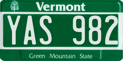 VT license plate YAS982