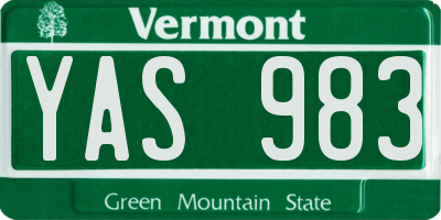 VT license plate YAS983