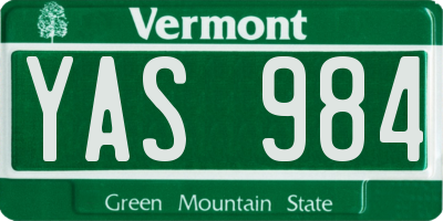 VT license plate YAS984