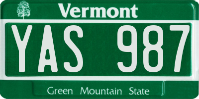 VT license plate YAS987