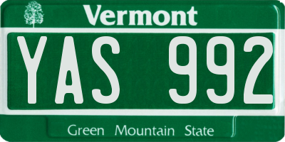 VT license plate YAS992