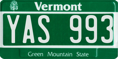 VT license plate YAS993